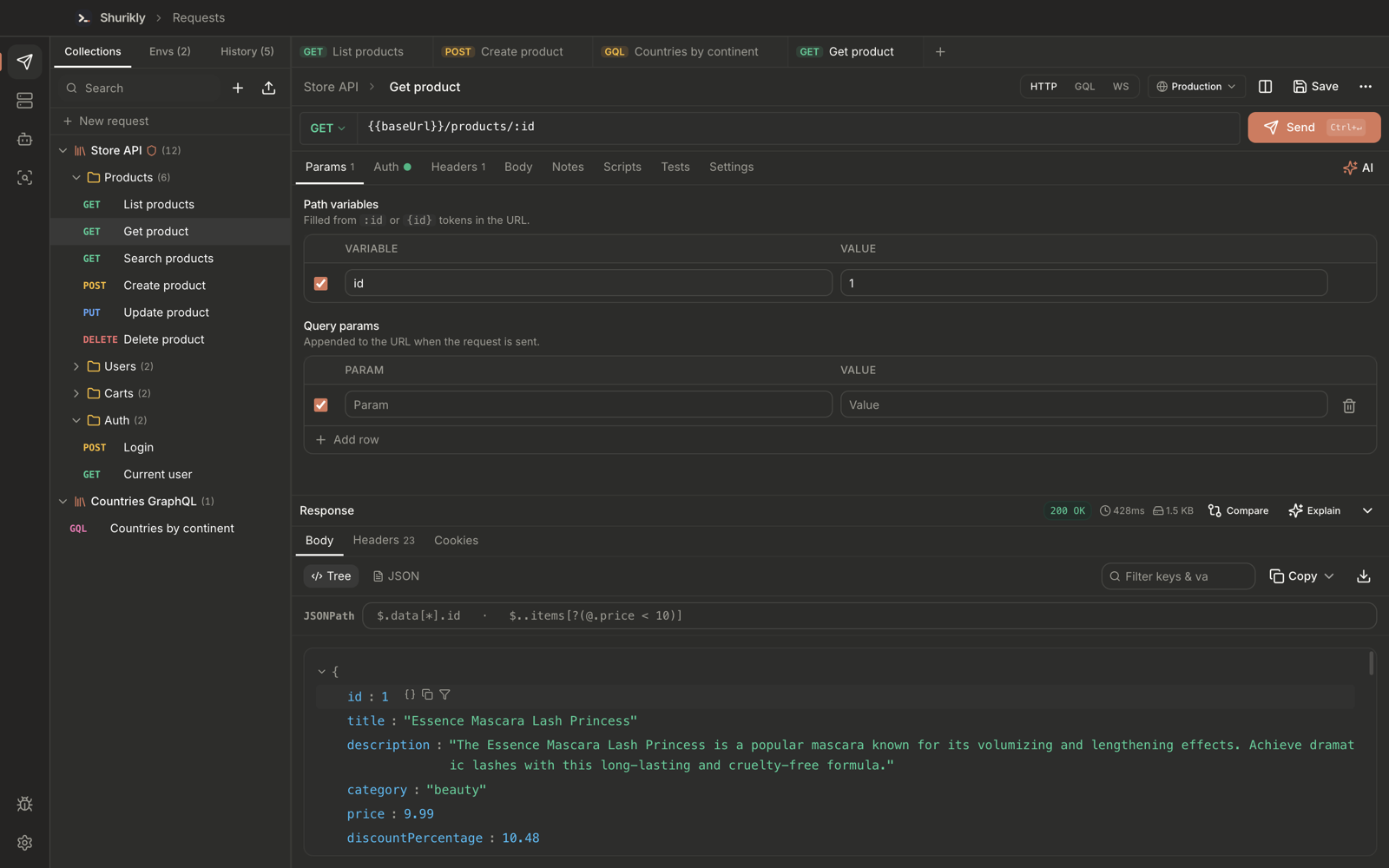 Path variables and a 200 response