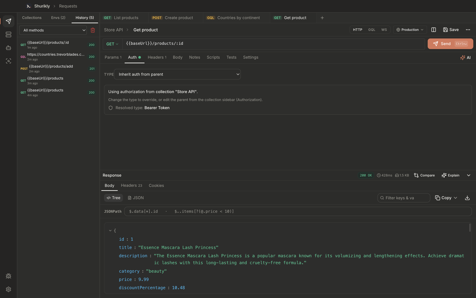 History tab