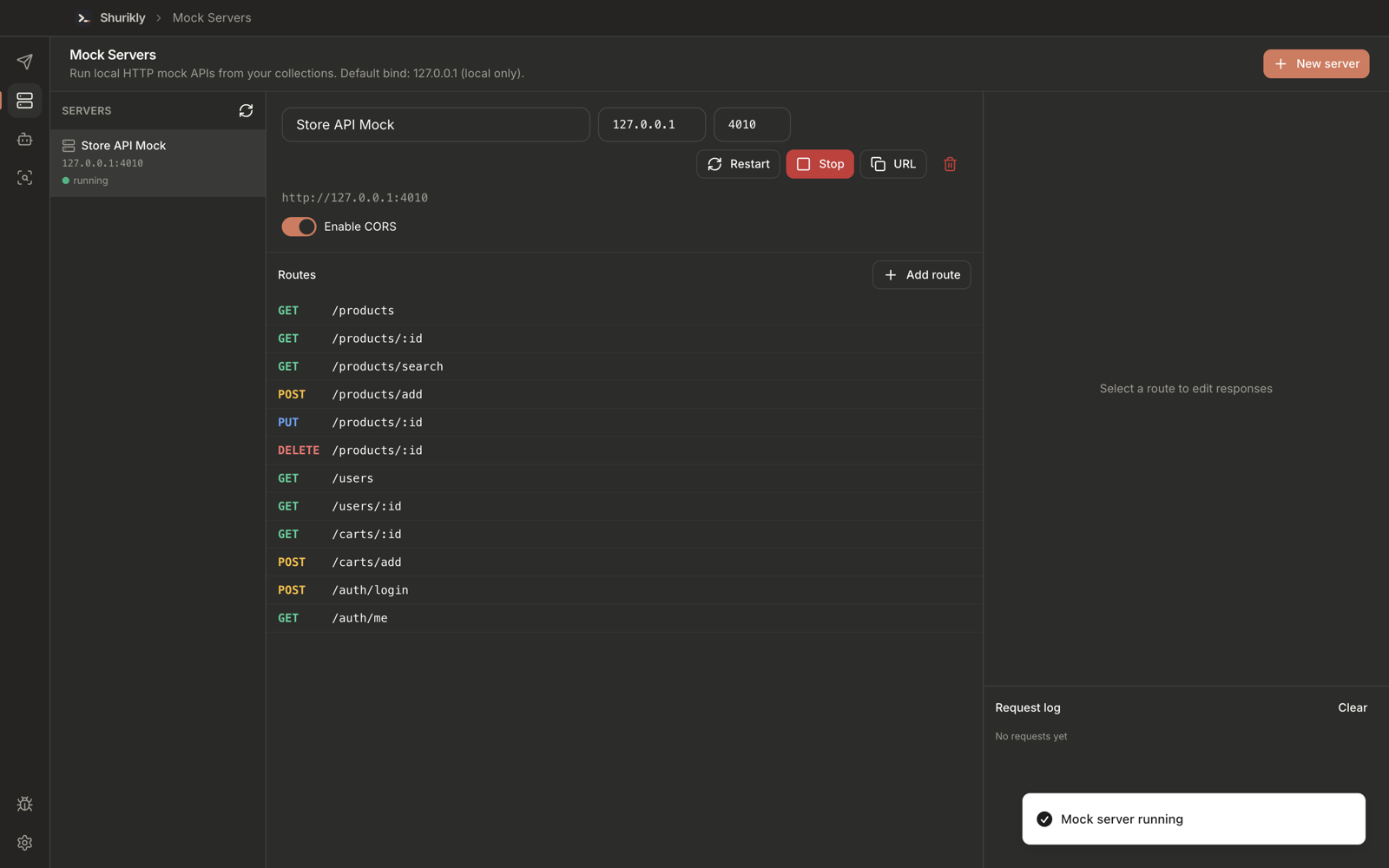 Mock server created from a collection